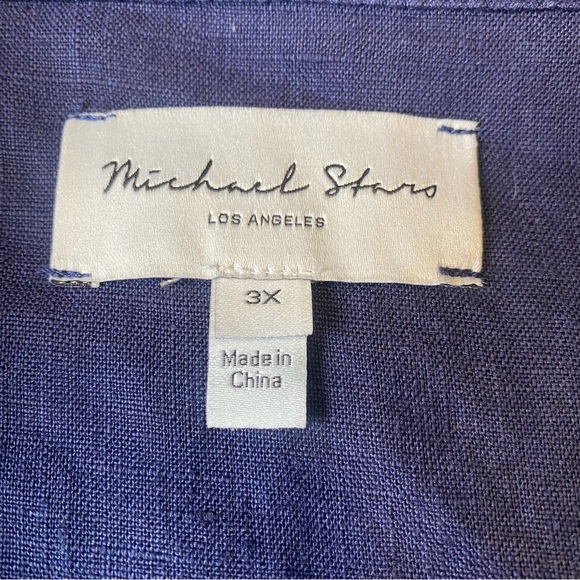 Michael Stars Jean Linen Jacket 100% Woven Linen 3XL in Blue (Nocturnal) - Picture 8 of 13